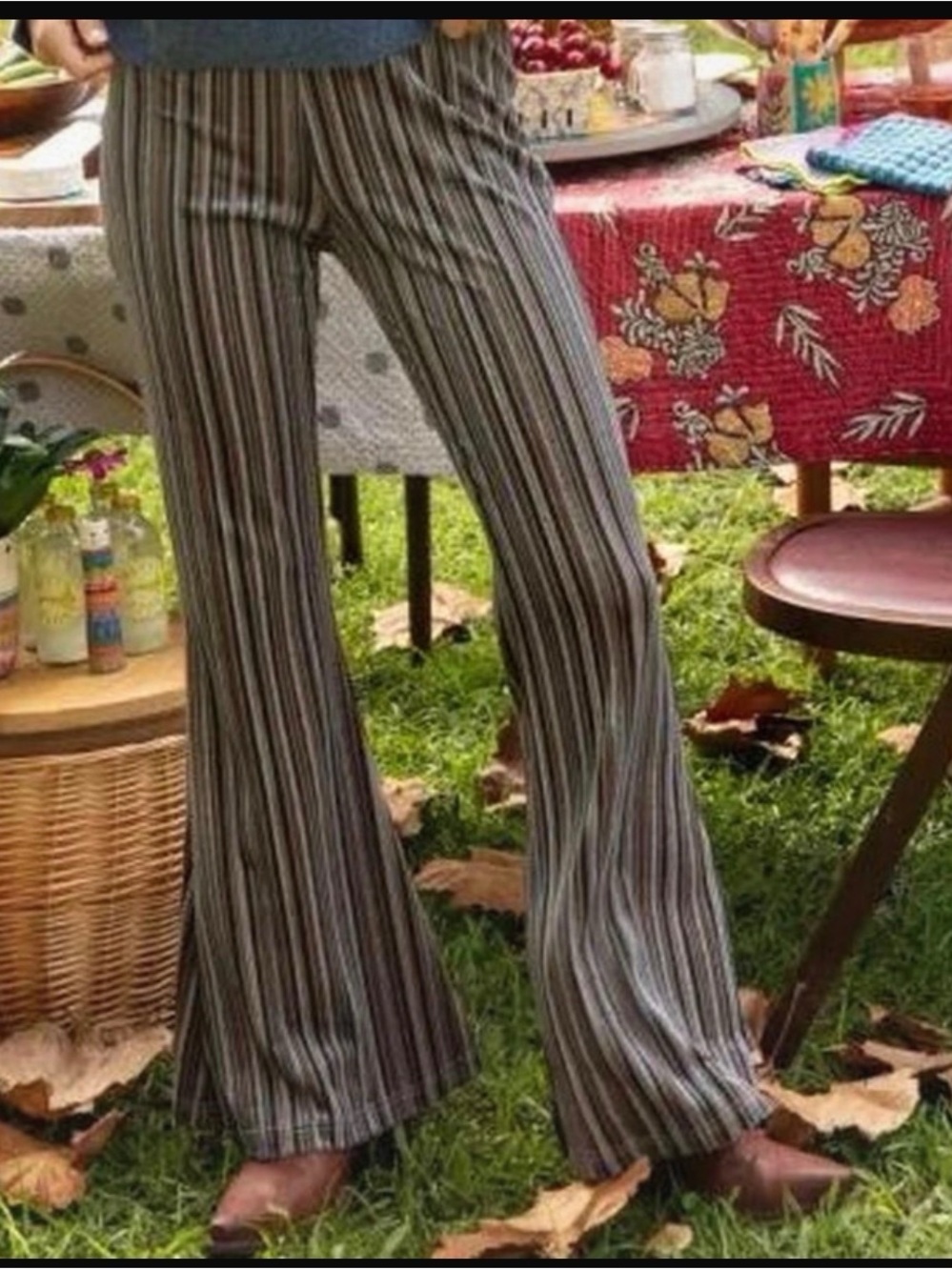 NATURAL LIFE Velvet Boho Flare Pants